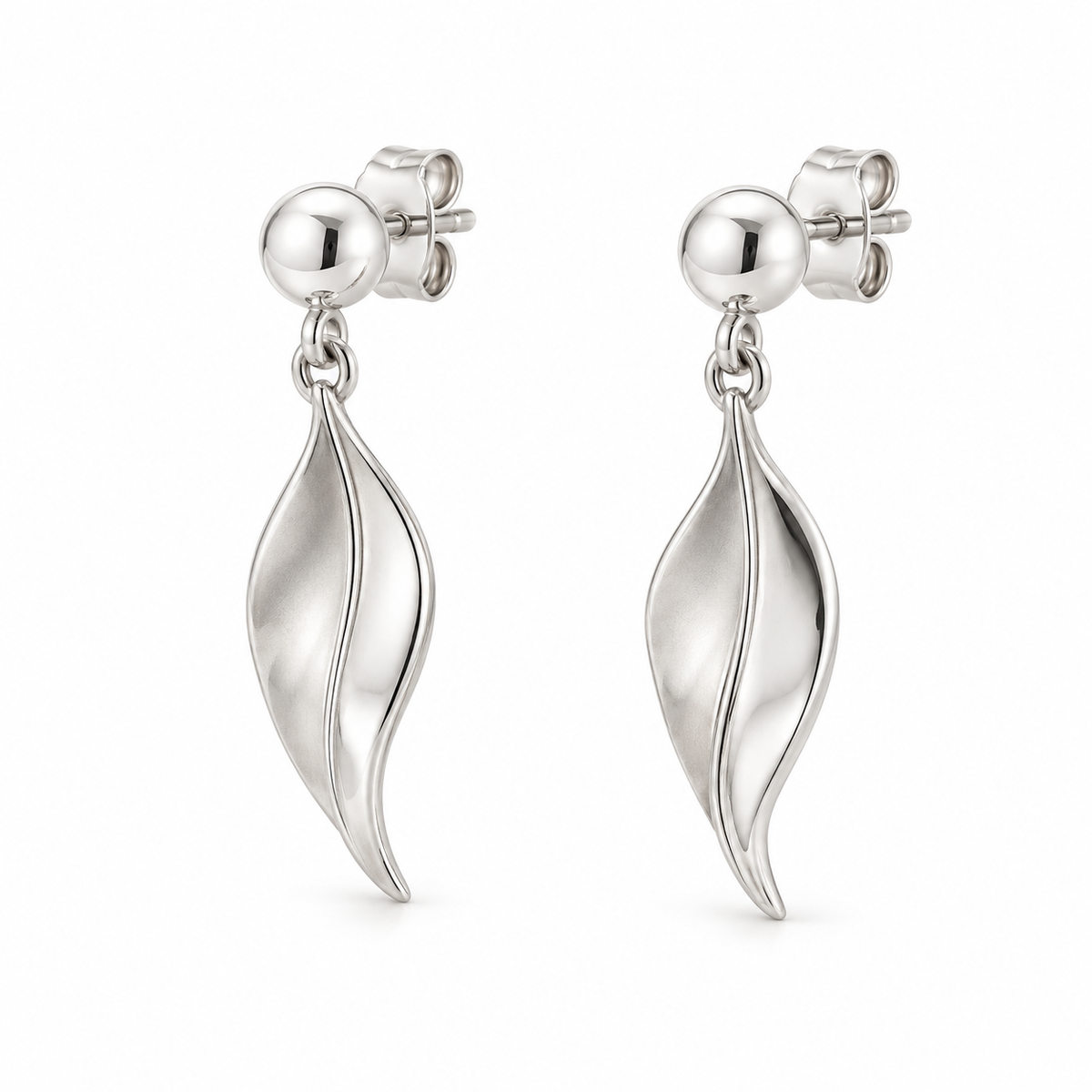 Avelissesw Silver-Tone Leaf-Shaped Dangle Stud Earrings