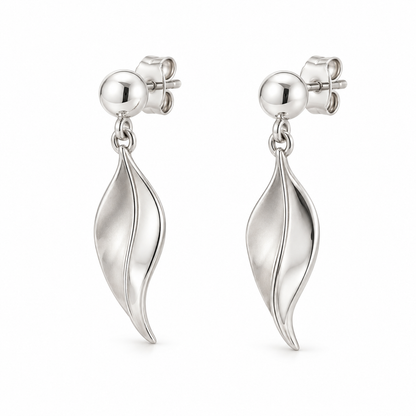 Avelissesw Silver-Tone Leaf-Shaped Dangle Stud Earrings
