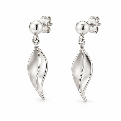 Avelissesw Silver-Tone Leaf-Shaped Dangle Stud Earrings