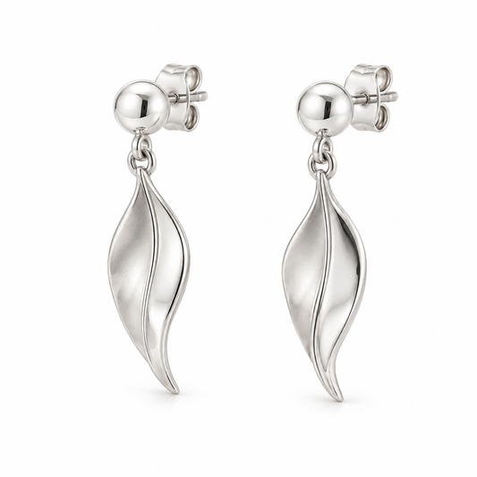 Avelissesw Silver-Tone Leaf-Shaped Dangle Stud Earrings