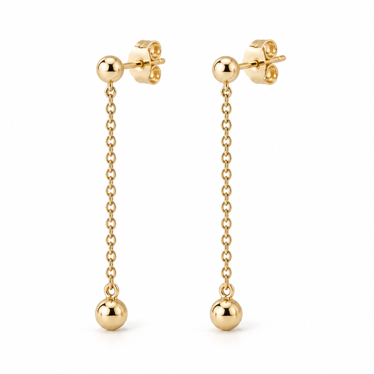 Avelissesw Gold-Tone Chain Drop Ball Stud Earrings