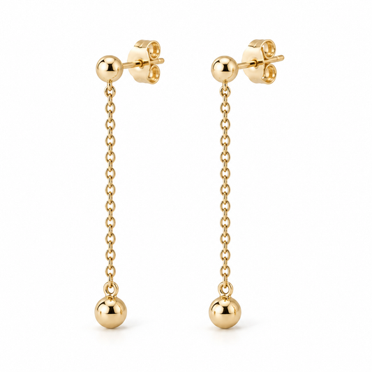 Avelissesw Gold-Tone Chain Drop Ball Stud Earrings
