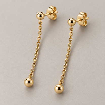 Avelissesw Gold-Tone Chain Drop Ball Stud Earrings